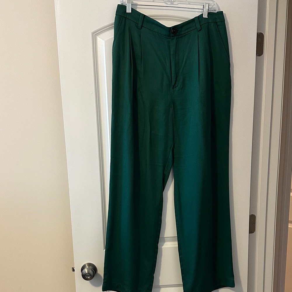 LOFT Women's Emerald Green Wide-Leg Trousers